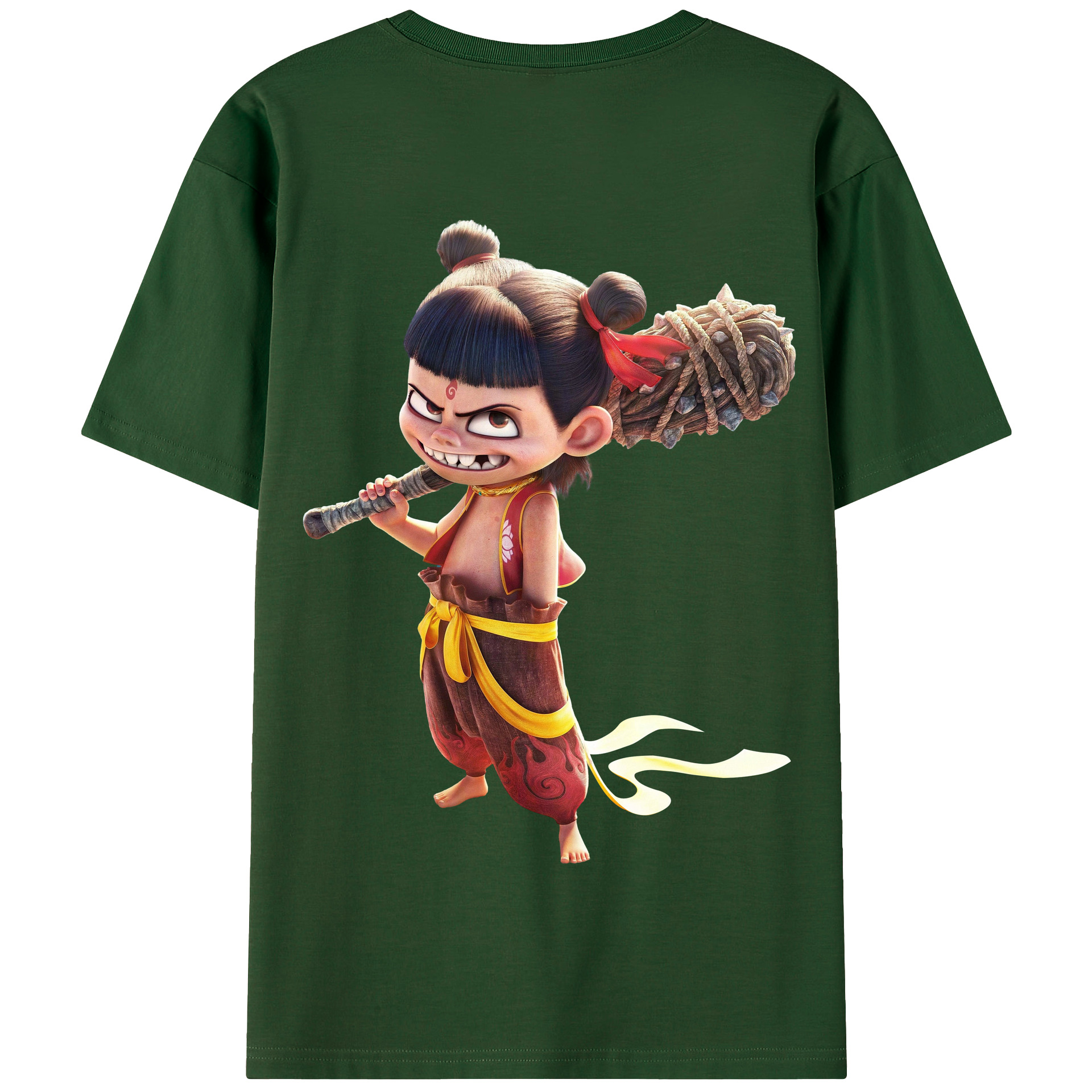 （画像用） Ne Zha 2 ナタ 魔童の大暴れ 綿100％半袖Tシャツ（背面プリント）